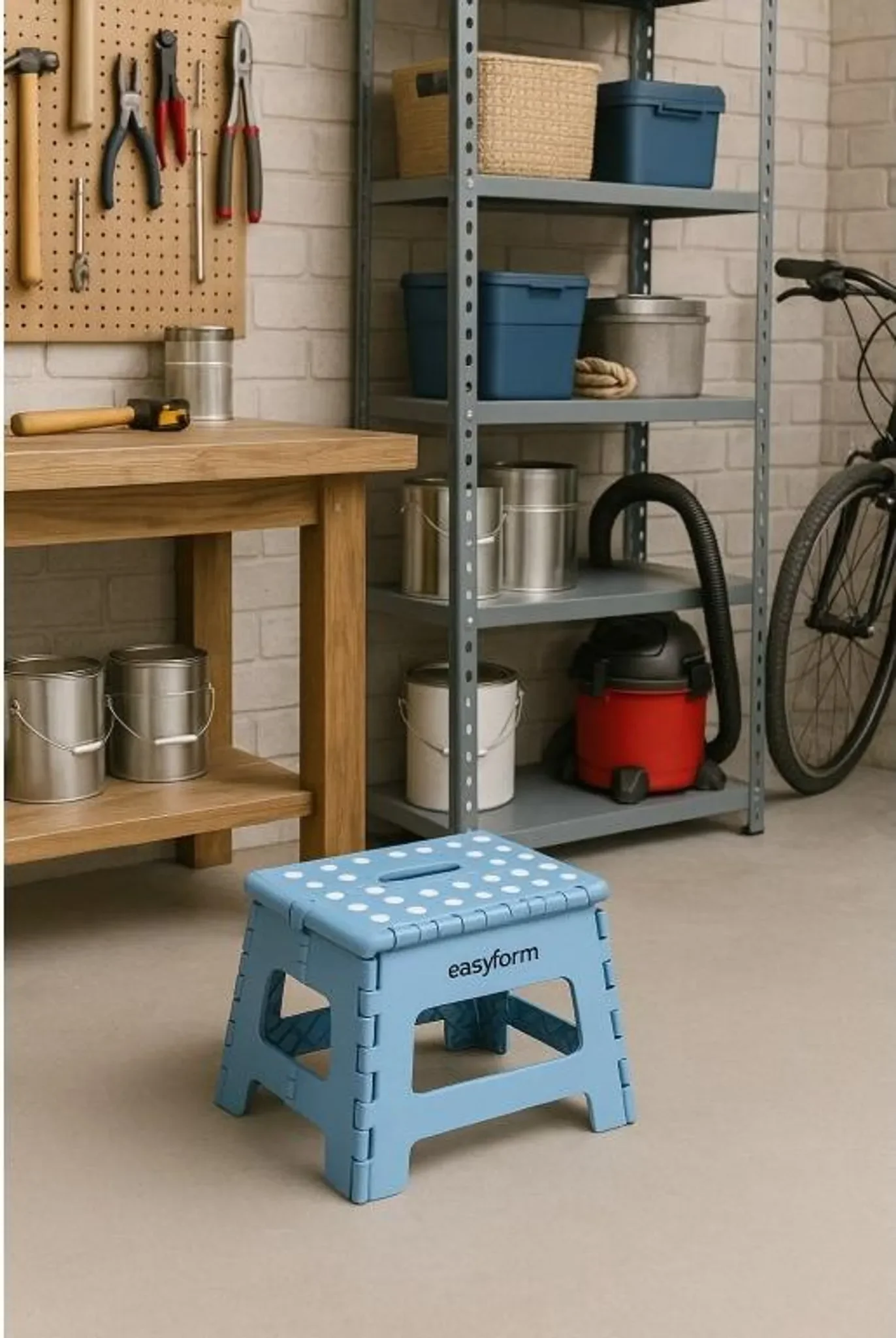 Klapphocker – Anti-Rutsch-Stuhl • 150 kg Belastbarkeit • 22 cm Höhe (Blau)